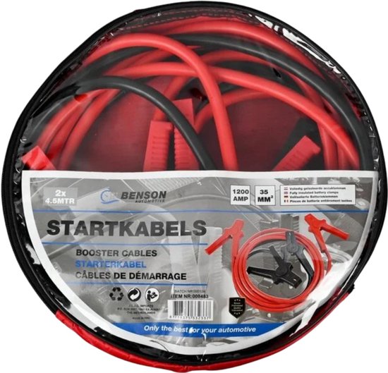 Startkabels, batterijkabel, accukabel 35mm dikke kabel, 4.5 meter lange kabel, Benson