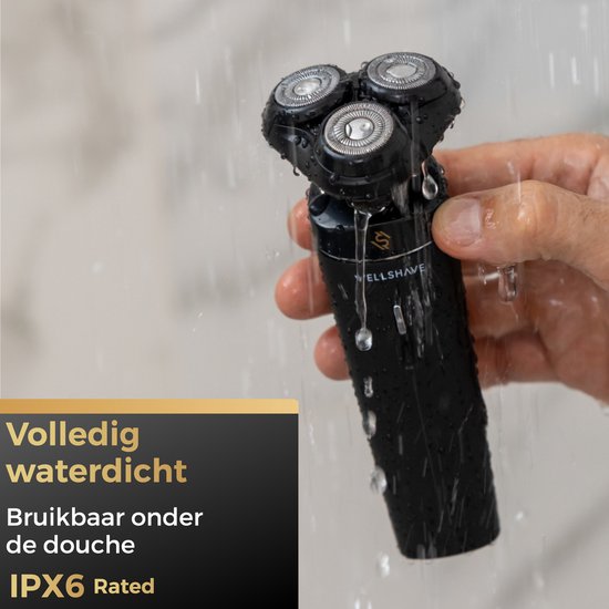 Wellshave scheerapparaat wordt onder de kraan schoongemaakt, volledig waterdicht.