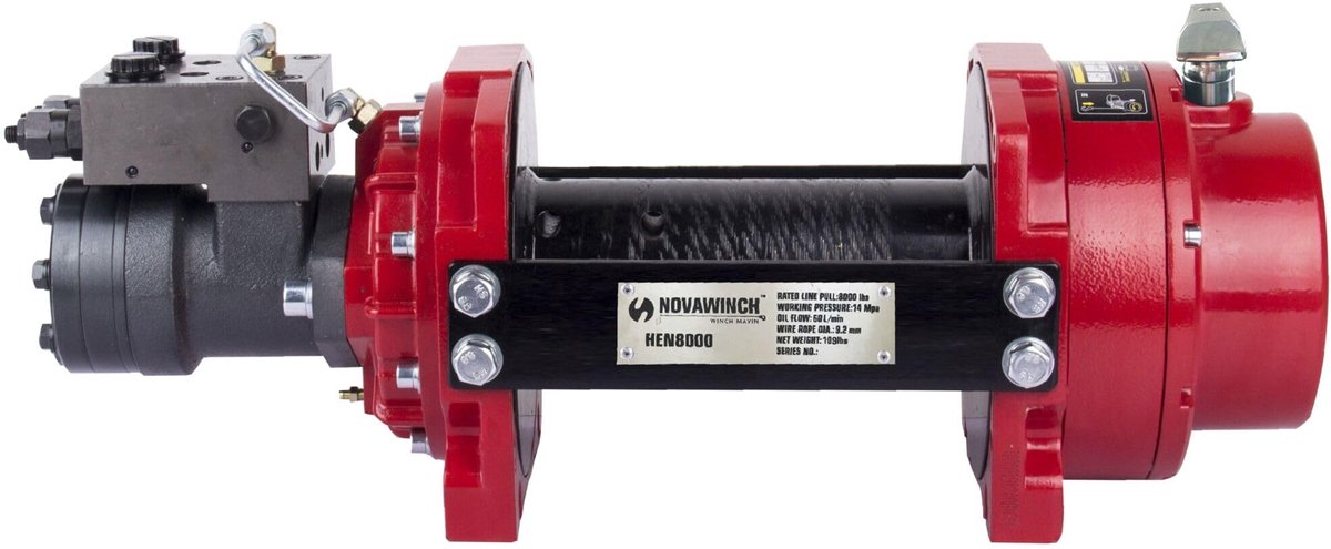 NovaWinch treklier HEN 8000 3630 kg -Bergingslier -Hydraulische lier + handbediende vrijloop. Accessoires op aanvraag.