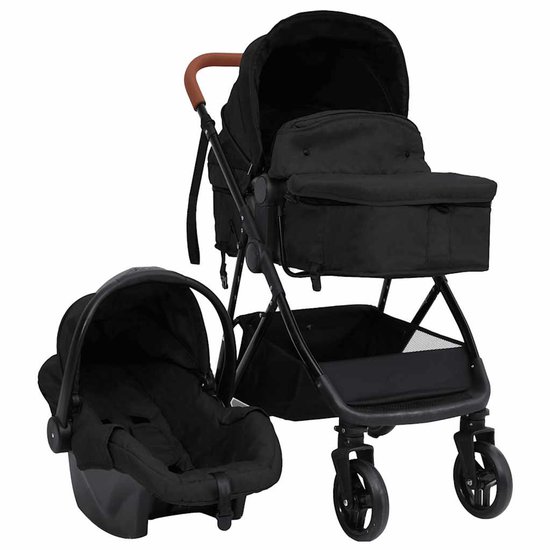 vidaXL - Kinderwagen - 3-in-1 - staal - antracietkleurig - vidaXL - €179,95