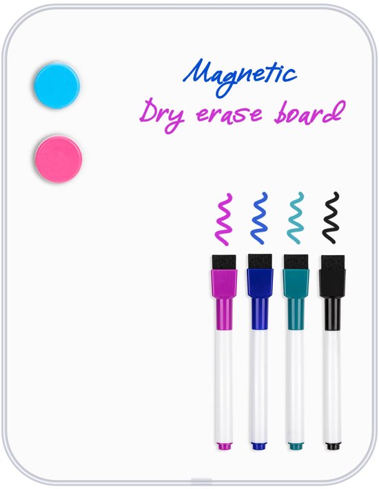 VUSIGN Klein Whiteboard – Magnetisch – 8,5 X 11 Inch – Met 4 Stiften + 2 Magneten – Inklapbare Penhouder – Voor Koelkast, Kluisje, Deur Of Muur