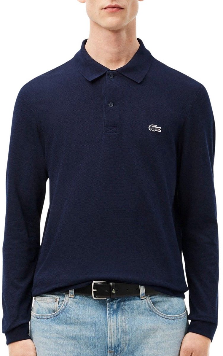 Lacoste Regular Fit Longsleeve Polo Heren Blauw