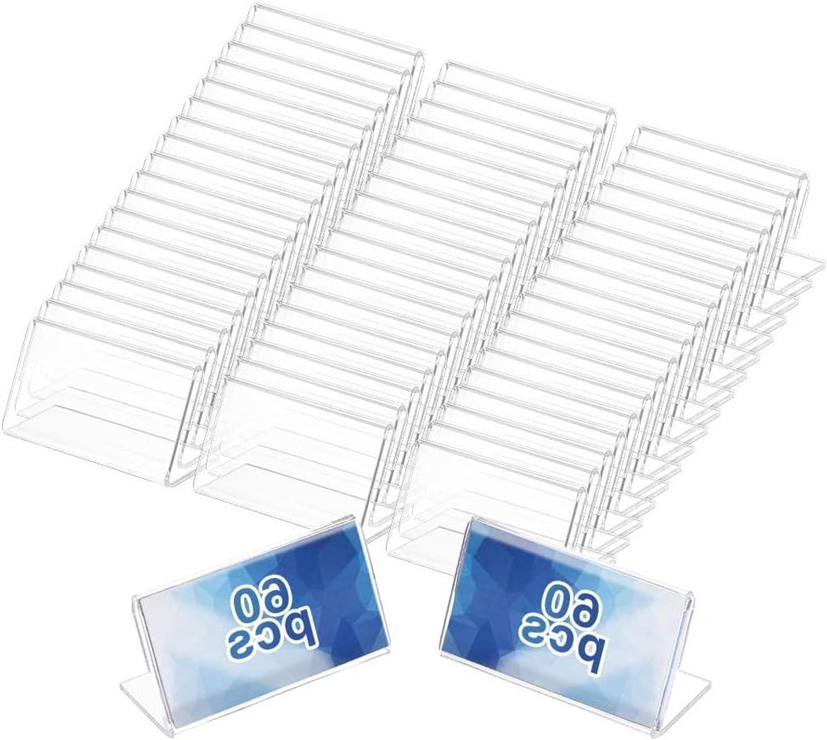 Provento - Acryl Tafel Naambord 60 stuks 40x18cm L-vormig Clear Naamplaten Display voor Kantoor Conferentie Klaslokaal
