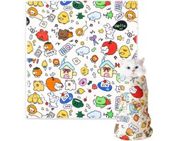 Kattenverzorgingsdoek - 70x70cm - Zelfklevende doek - Anti-bijt, Anti-kras, Anti-ontsnapping - Anti-kras katteninbakerdeken - Kalmerende kattenbeschermingsfolie voor stressvrije verzorging