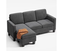 Xbro Hoekbank – Hoekzetel met Slaapfunctie – L-vormige Slaapbank – Fluweel – 4-Zits – Zwart