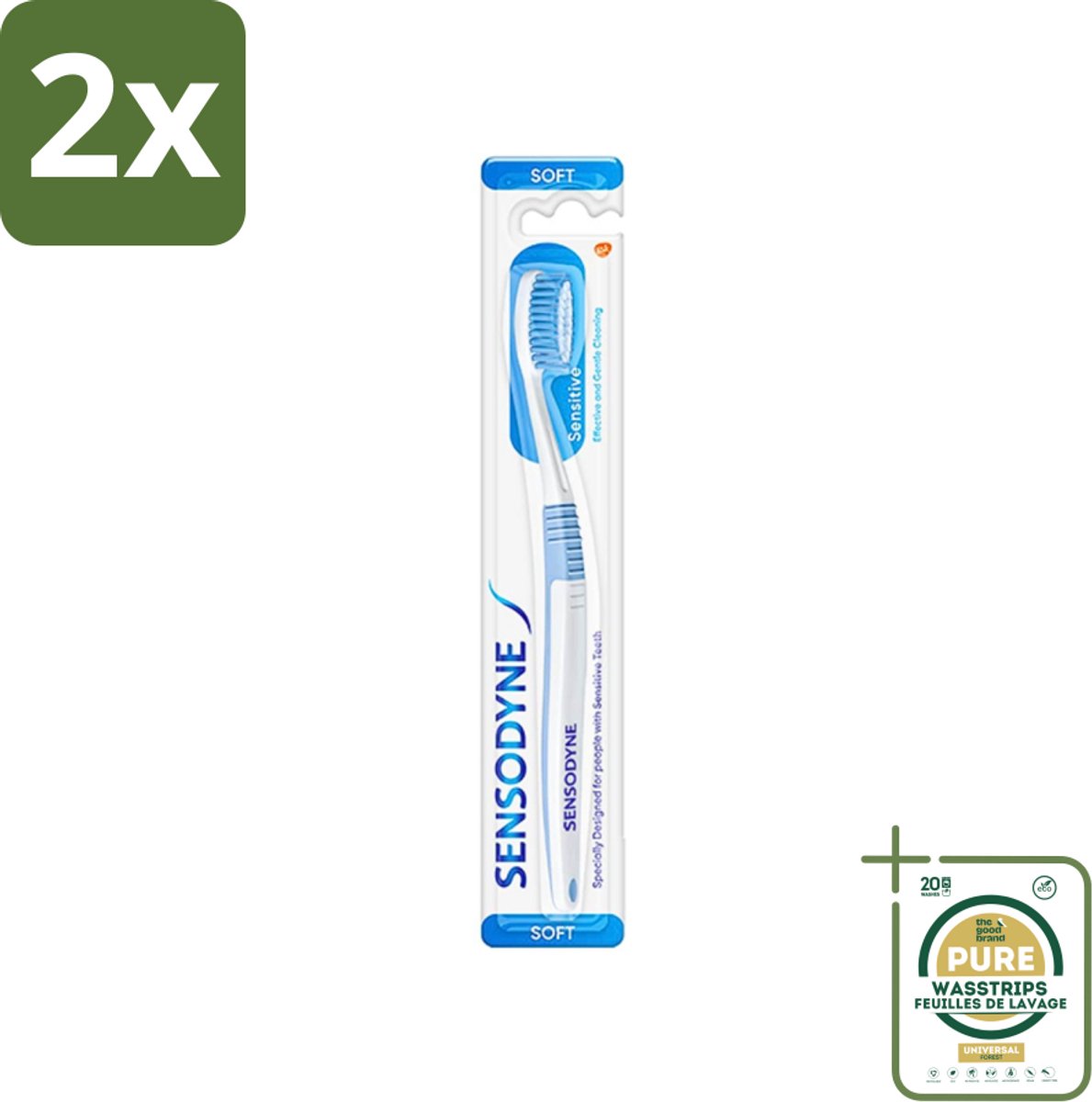 Sensodyne - Tandenborstel - Soft - Voor Gevoelige Tanden - 1 Tandenborstel - Voordeelverpakking - 2 stuks - Zachte tandenborstel - Tandenborstel duoflex
