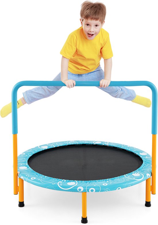 COSTWAY φ92 cm mini-trampoline, opvouwbare fitnesstrampoline, kindertrampoline tot 150 kg belastbaar, tuintrampoline, indoor- en outdoortrampoline