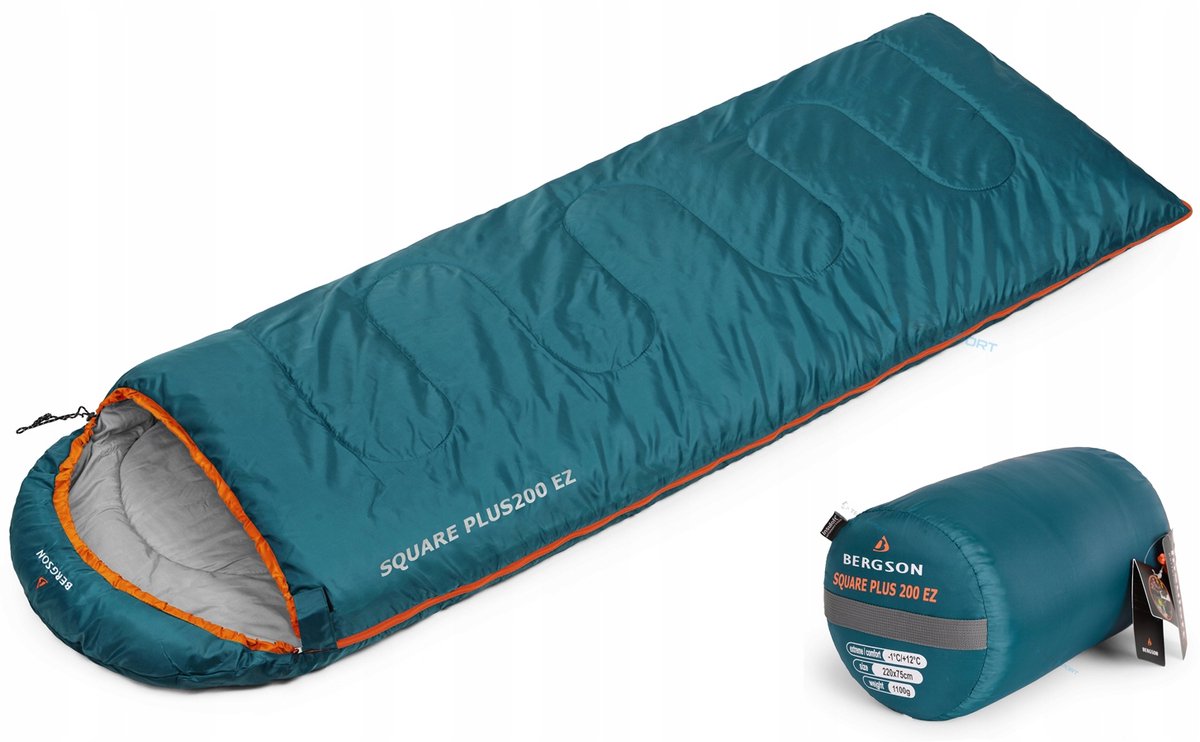Bergson Square Plus 200 EZ Slaapzak - Turquoise - 2-in-1