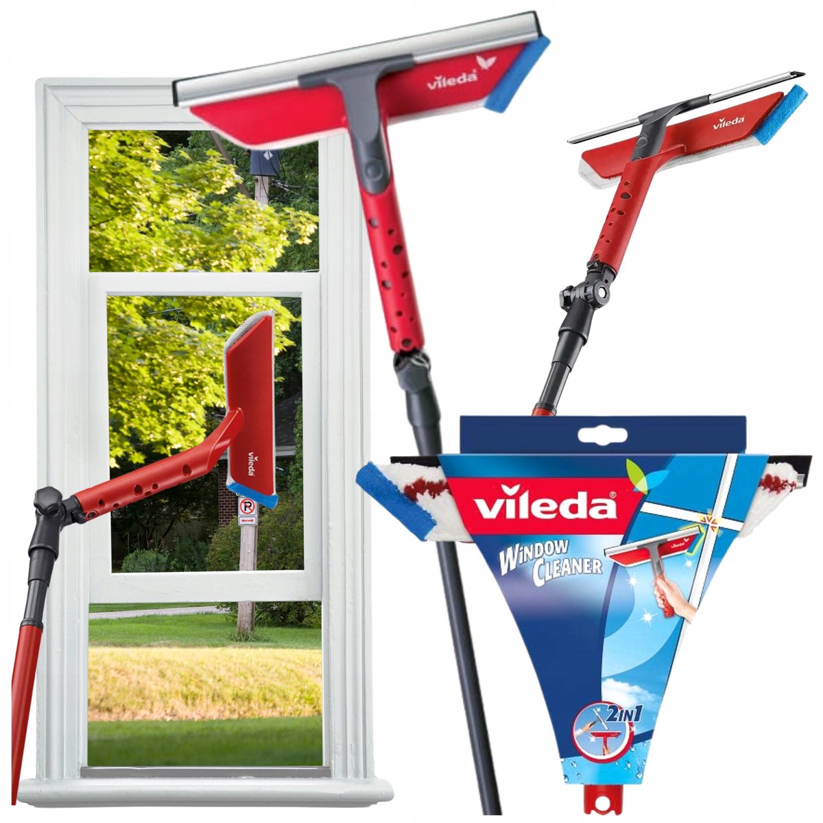 Vileda Telescopische Ramenwasser met Dubbelzijdige Schuif - 2-in-1