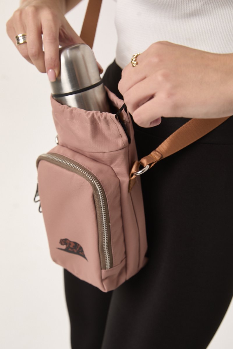 Thermos/Waterfles Houder - Crossbody Tas - Telefoontasje (Geïsoleerd) Licht Bruin