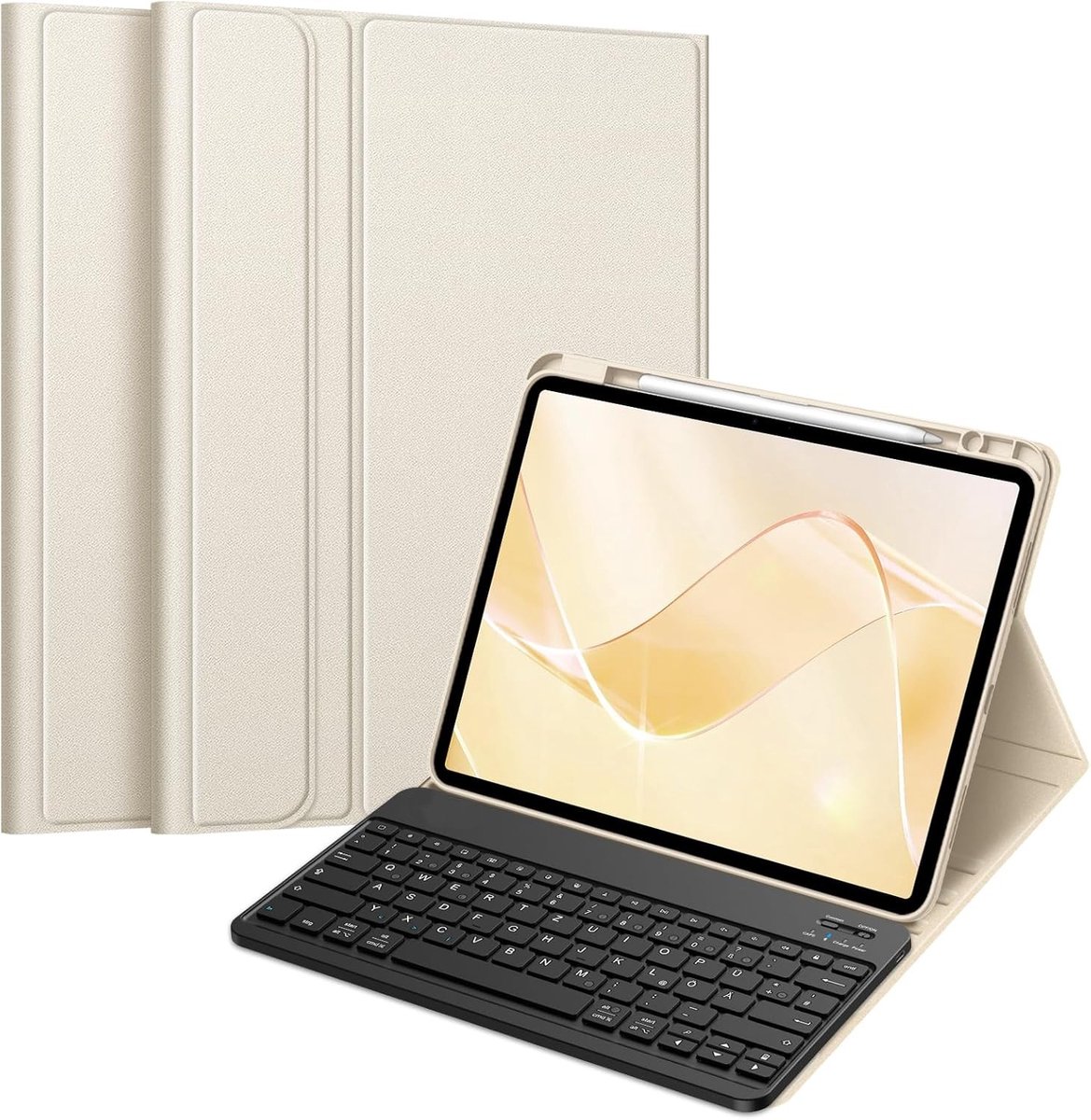 Zandarix Geschikt voor Apple iPad Air 13 inch M3 2025 / 2024 - Zachte TPU Achterkant - QWERTZ Toetsendbord - Magnetisch Afneembaar - Tablethoes - Starlight