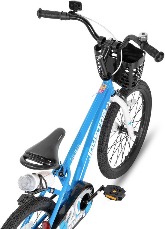 Joystar Pluto Kinderfiets - 20 inch - met mandje - met waterfles - zijwieltjes - bel - handrem - blauw van JOYSTAR — afbeelding 3