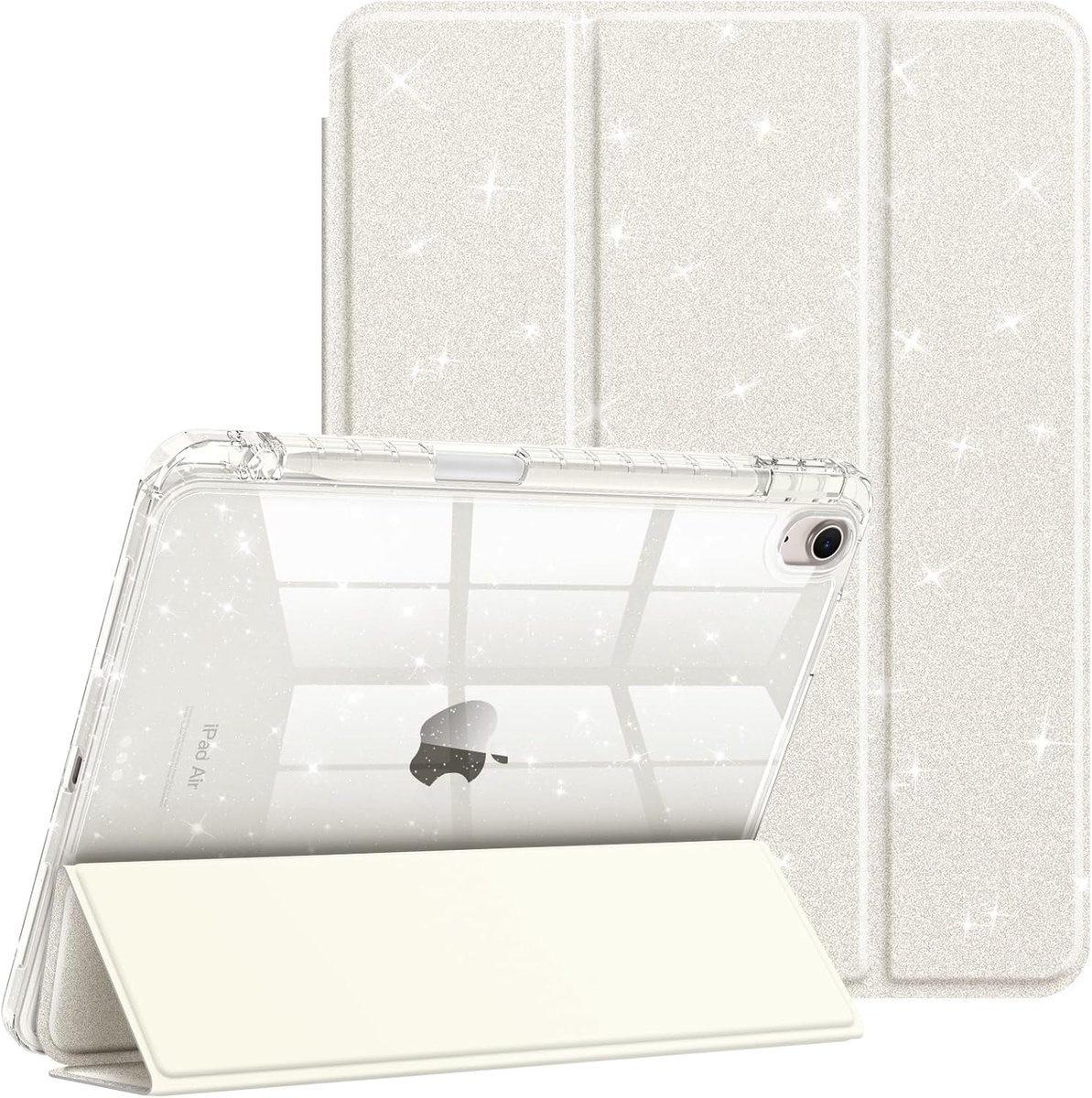 Zandarix Geschikt voor Apple iPad Air 11 inch M3 2025 - Book Case - Automatische Slaap/Waak Functie - Ingebouwde Pen houder - Sprankelende hoes - Sterrenlicht