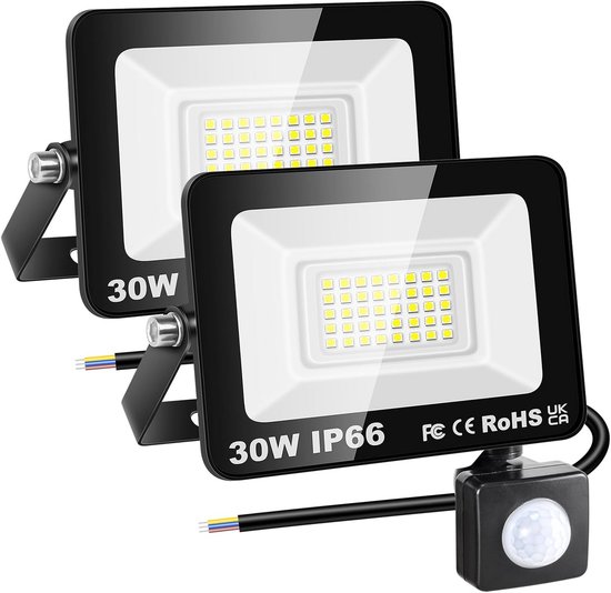 ELRO LF80 Duo-LED-buitenlamp met bewegingssensor – 2 x 10 W – 1200 lm – IP54 waterdicht – zwart