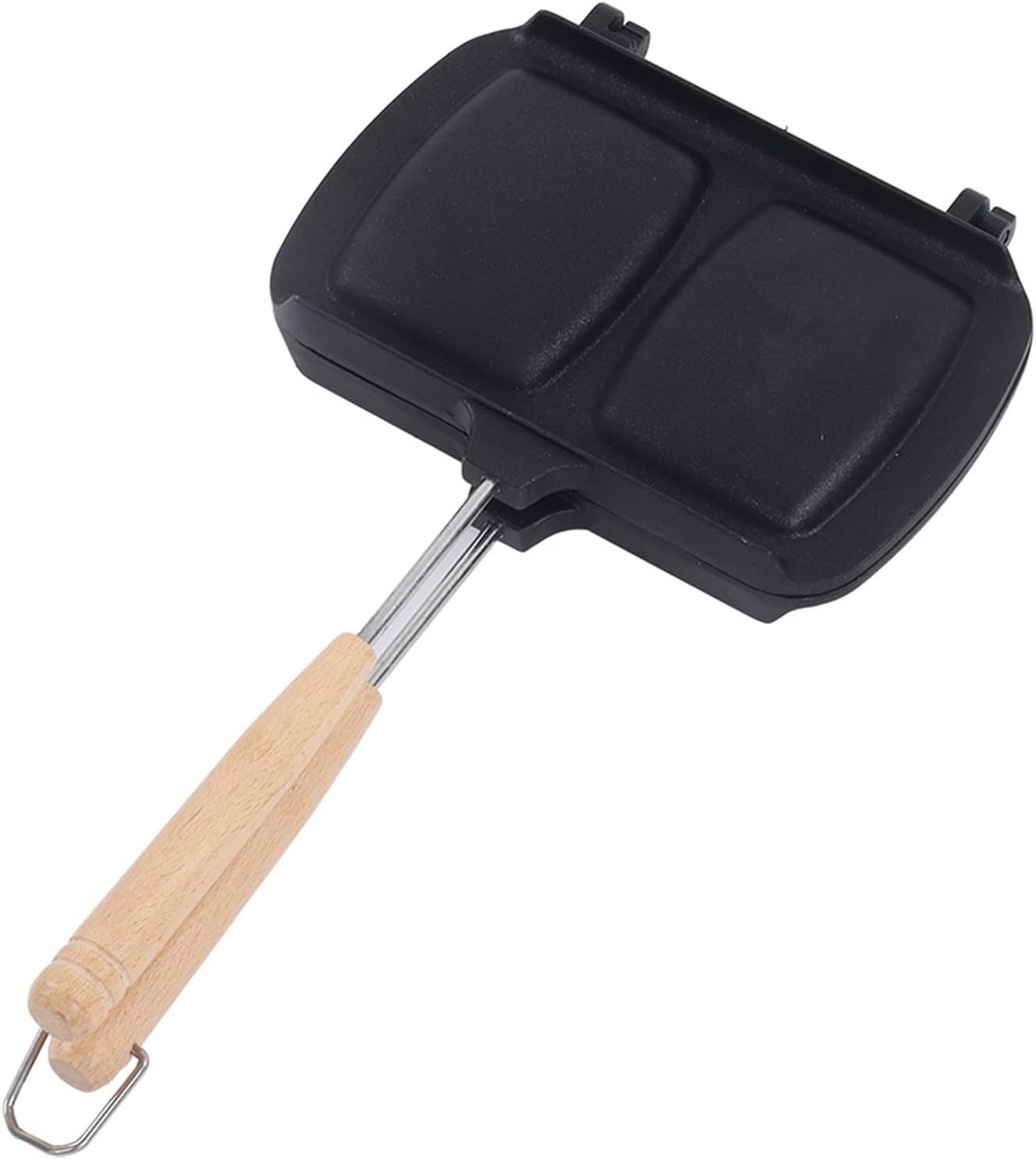 Dubbelzijdige Sandwichpan voor Gasfornuis - Anti-Aanbak Panini Pers met Afneembare Handvatten