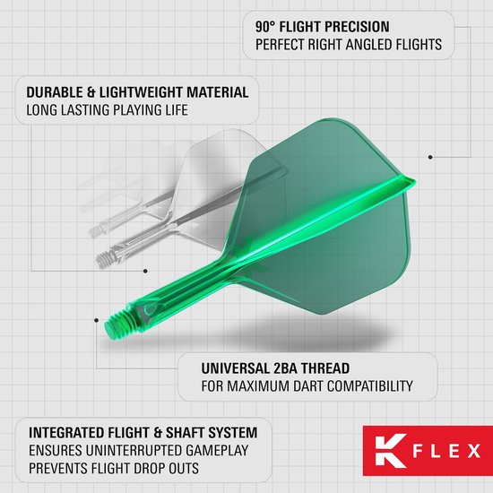 Target K-Flex Green NO6 - Dart Flights - Medium van Target — afbeelding 3