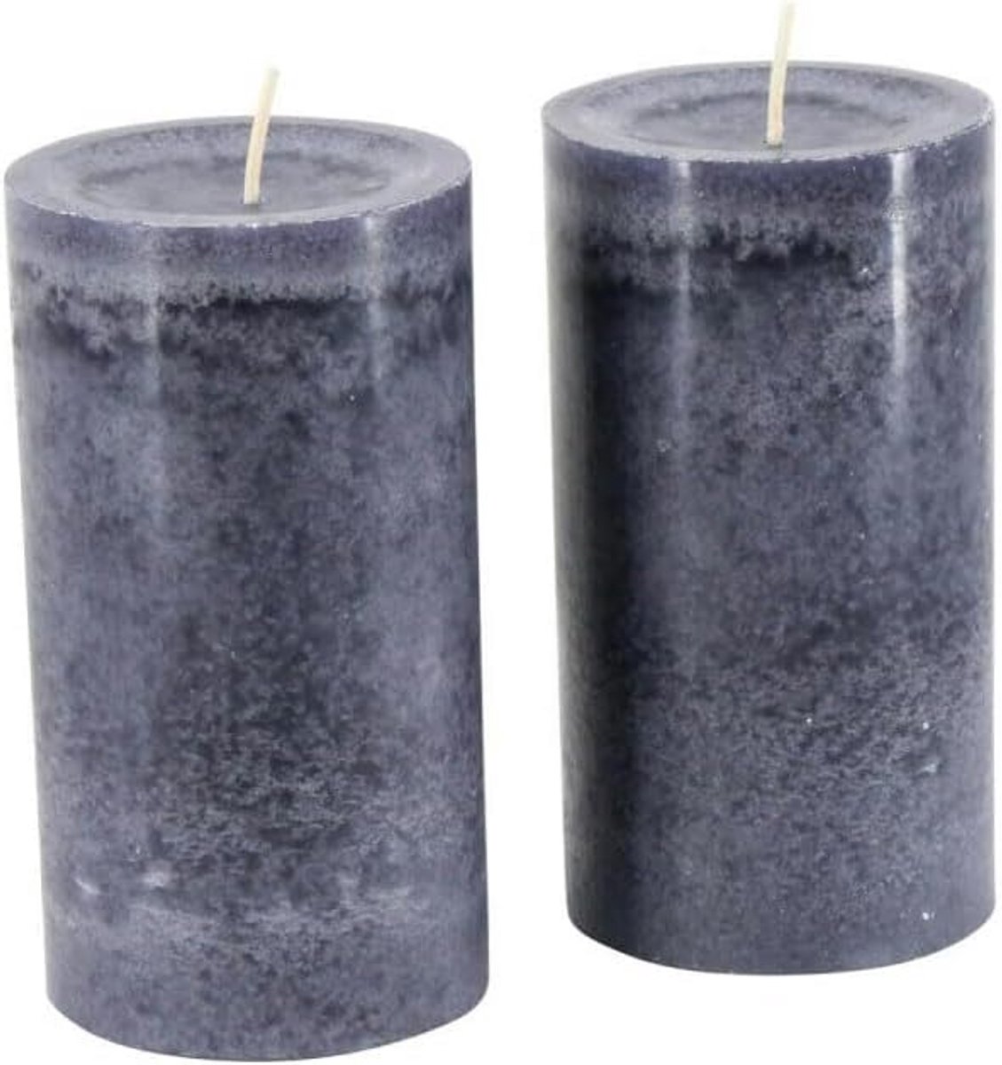 Set van 2 Dikkke Stompkaarsen Antraciet - Hoge Kwaliteit Decoratieve Kaarsen (Hoogte 13 cm/Ø 7 cm)