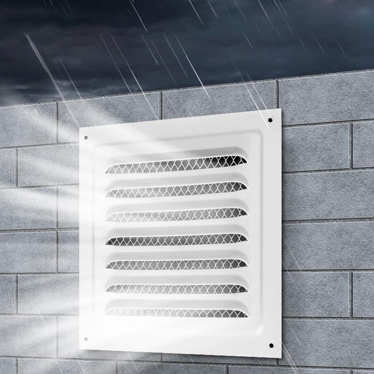 Wandgrille Vierkant - Ventilatie rooster - Luchtcirculatie Verbeteren - Met Insectenhor - 150 x 300 mm - Wit