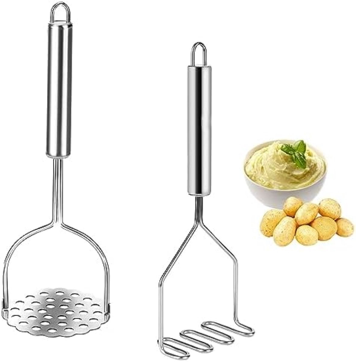 PromoHome Aardappelstamper Set - 2-delige RVS Pureerstamper voor Keuken