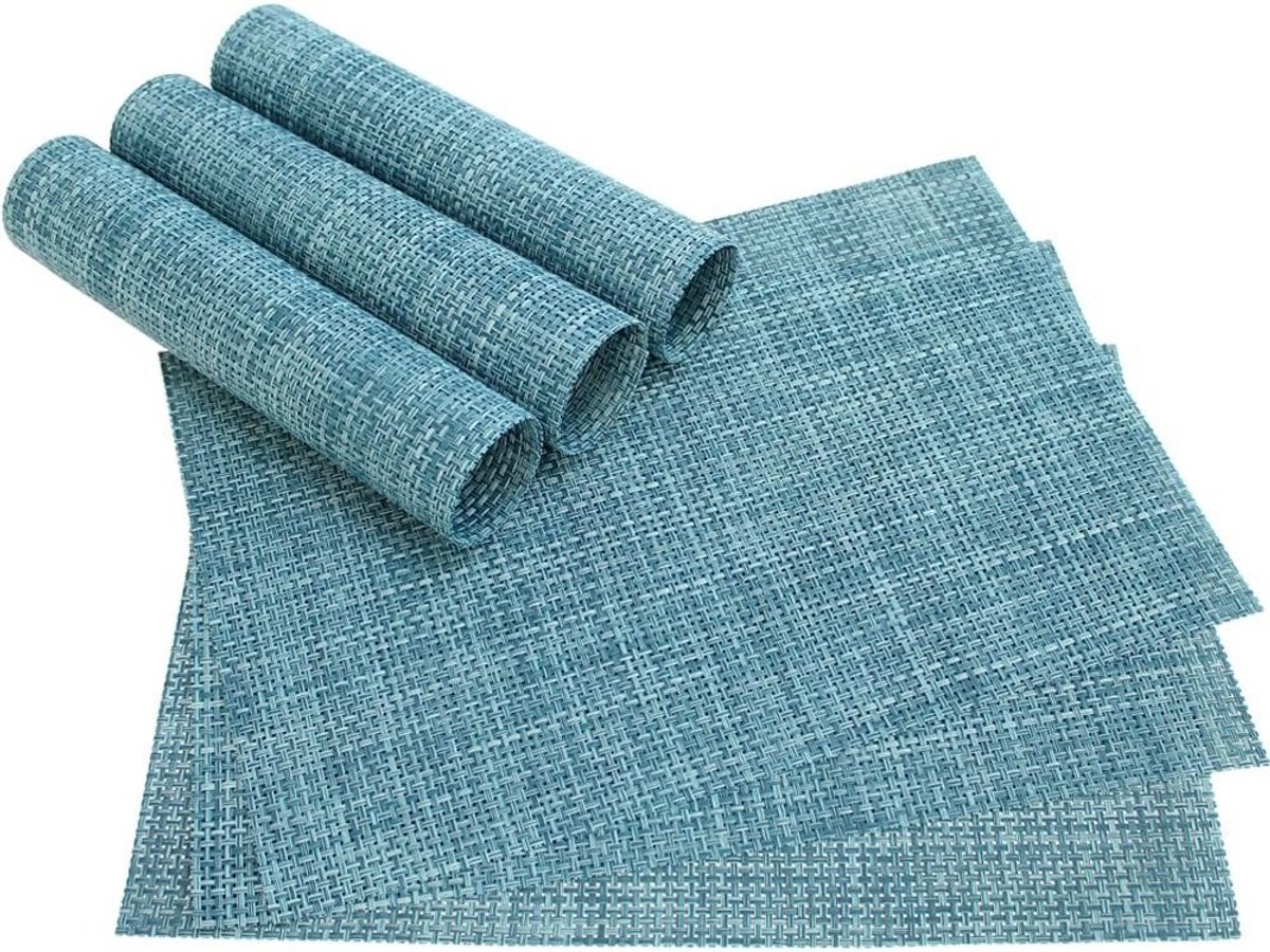 Set van 6 Geweven Placemats Blauw Lichtblauw Rechthoekig Kunststof 45x30 cm