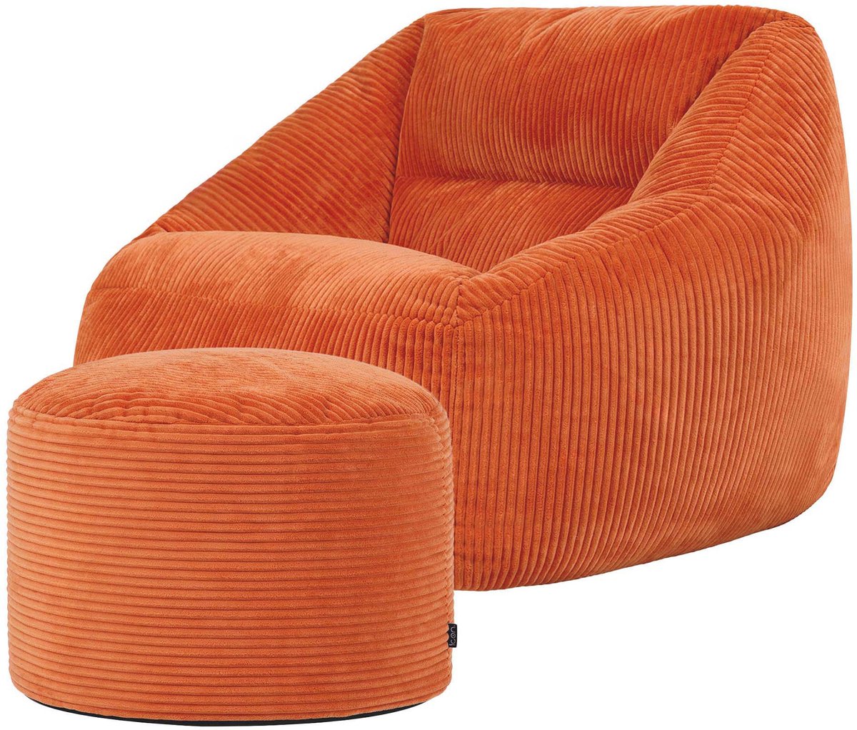 icon - Natalia XL Zitzak Fauteuil met Ronde Poef - Ribfluweel - Terra-oranje