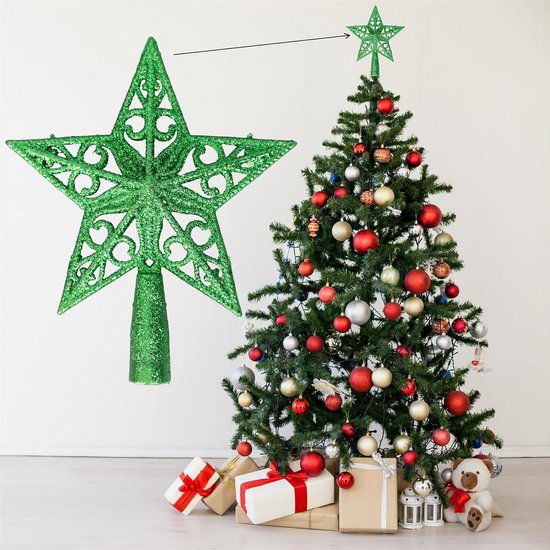 33,7 cm zilveren kerstboompiek - 3D Burst zilveren boomtopper, exploderende ster kerstboomdecoraties