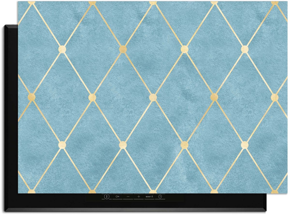 KitchenArt - Azure Line Grid - Inductie Beschermer - 83x51.5 cm - Kookplaat Beschermer - Luxe Afdekplaat Inductieplaat - Anti-slip & Oprolbaar - Beschermmat Inductiekookplaat