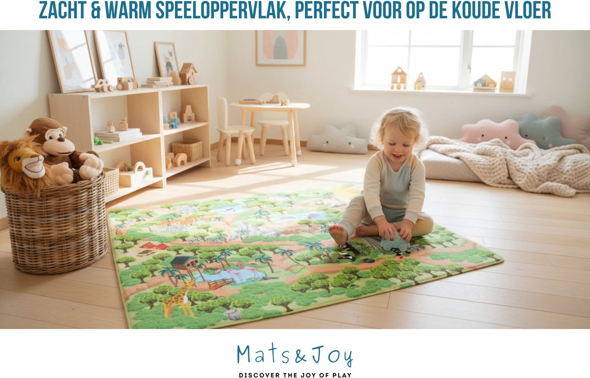 Mats & Joy Jungle Safari Speelmat 130x180cm - Fluweelzacht wasbaar thumbnail 6