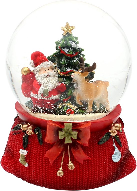 Heaven Sends Kerstdecoratie Heaven Sends Kerstsneeuwbol Met Roodborstjes En Muziek - Houten Basis, Speelt 'We Wish You A Merry Christmas' Houten Basis Kerst Sfeer