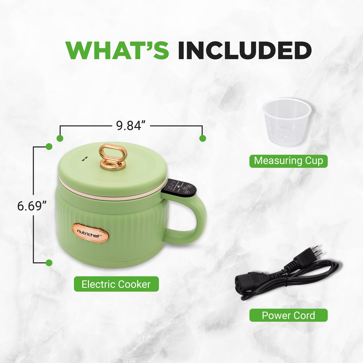NutriChef Rijstkoker - 1,6L Draagbare Elektrische Multicooker- 6 Kookfuncties - Rijst, Soep, Stoofpot, Pap & Meer - Groen – foto 5
