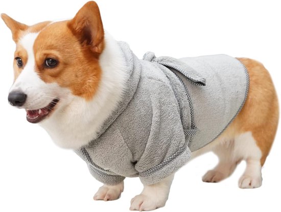 HezzLuv Badjas Voor Honden, Microvezel Hondenbadjas Voor Middelgrote En Grote Honden, Absorberende Hondenhanddoek, Sneldrogend, Hondendroogjas Met Klittenbandsluiting (Blauw L