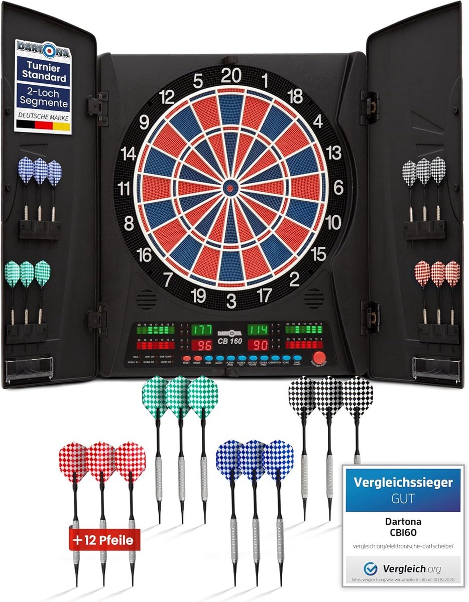Professioneel Elektronisch Dartbord met Kastdeuren | Officiële Toernooigrootte | 33 Spellen