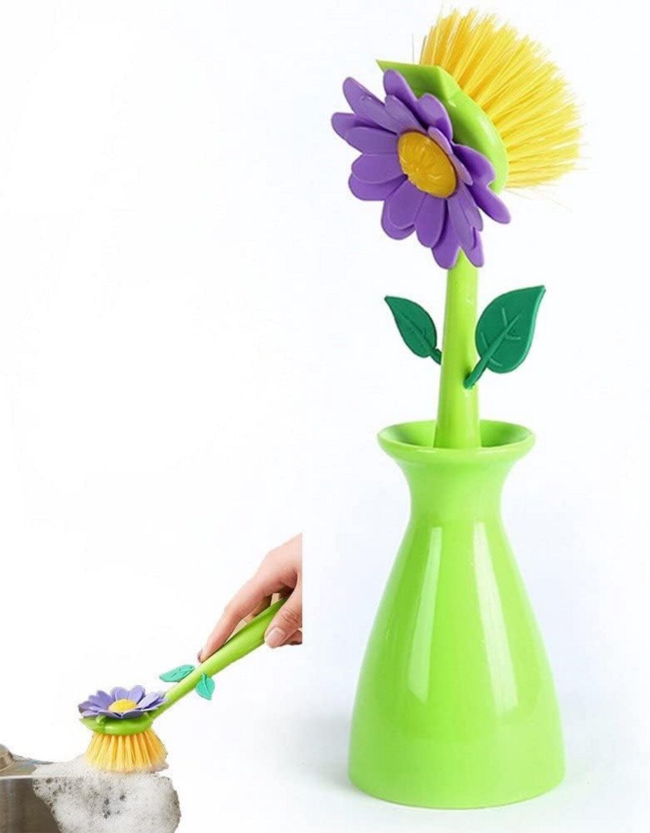 Afwasborstel Bloem Vorm met Lang Handvat voor Keuken Schoonmaak