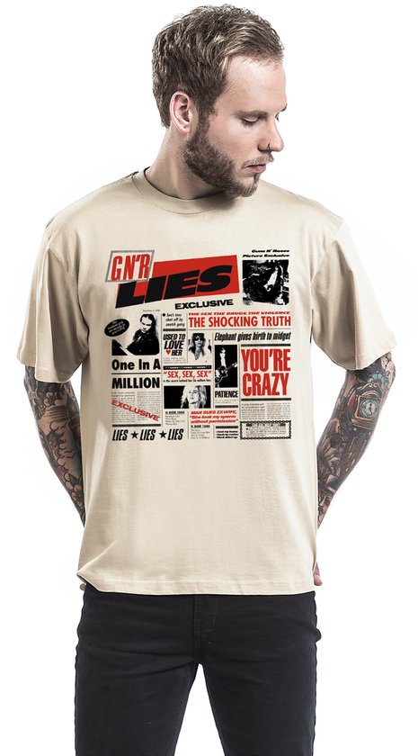 T-shirt Guns N' Roses Lies écru XL Katoen - Produits dérivés du groupe, Groupes
