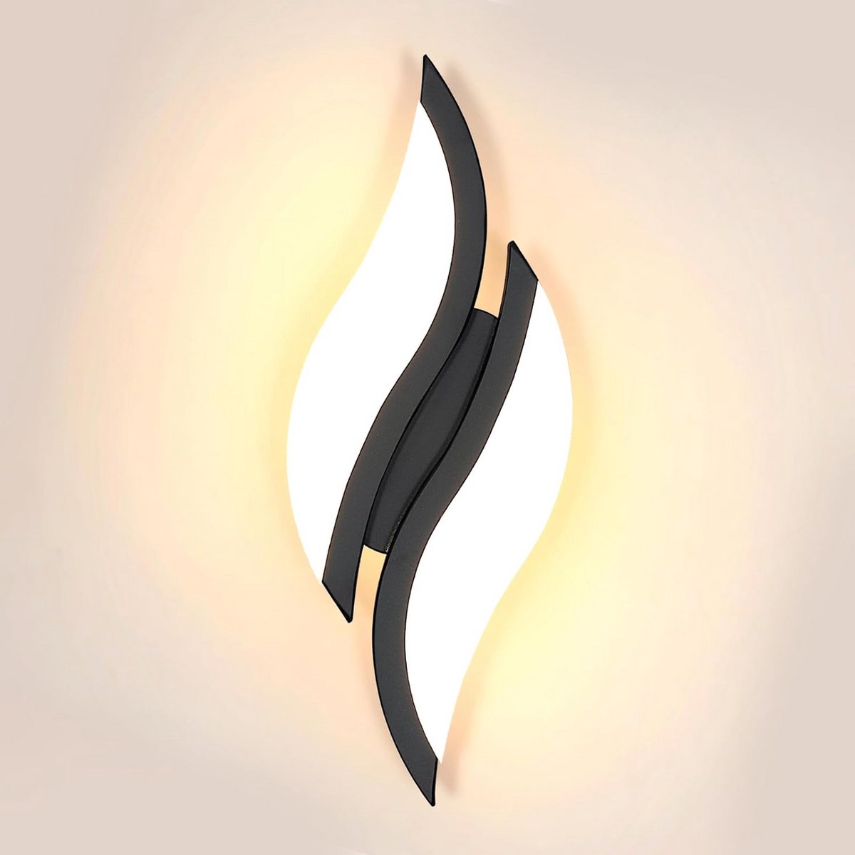 Moderne Zwarte LED Wandlamp Binnen met Acryl Lampenkap - 12W Warm Wit Licht