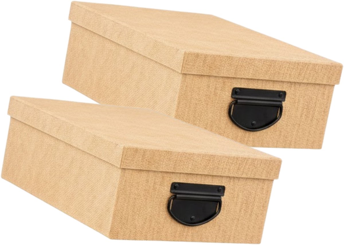 5Five® 5Five Spullen Opbergdoos box - 2x - goudgeel - 28 x 20 x 11 cm - Karton - Diverse toepassingen - Opslagbox - Fivebox