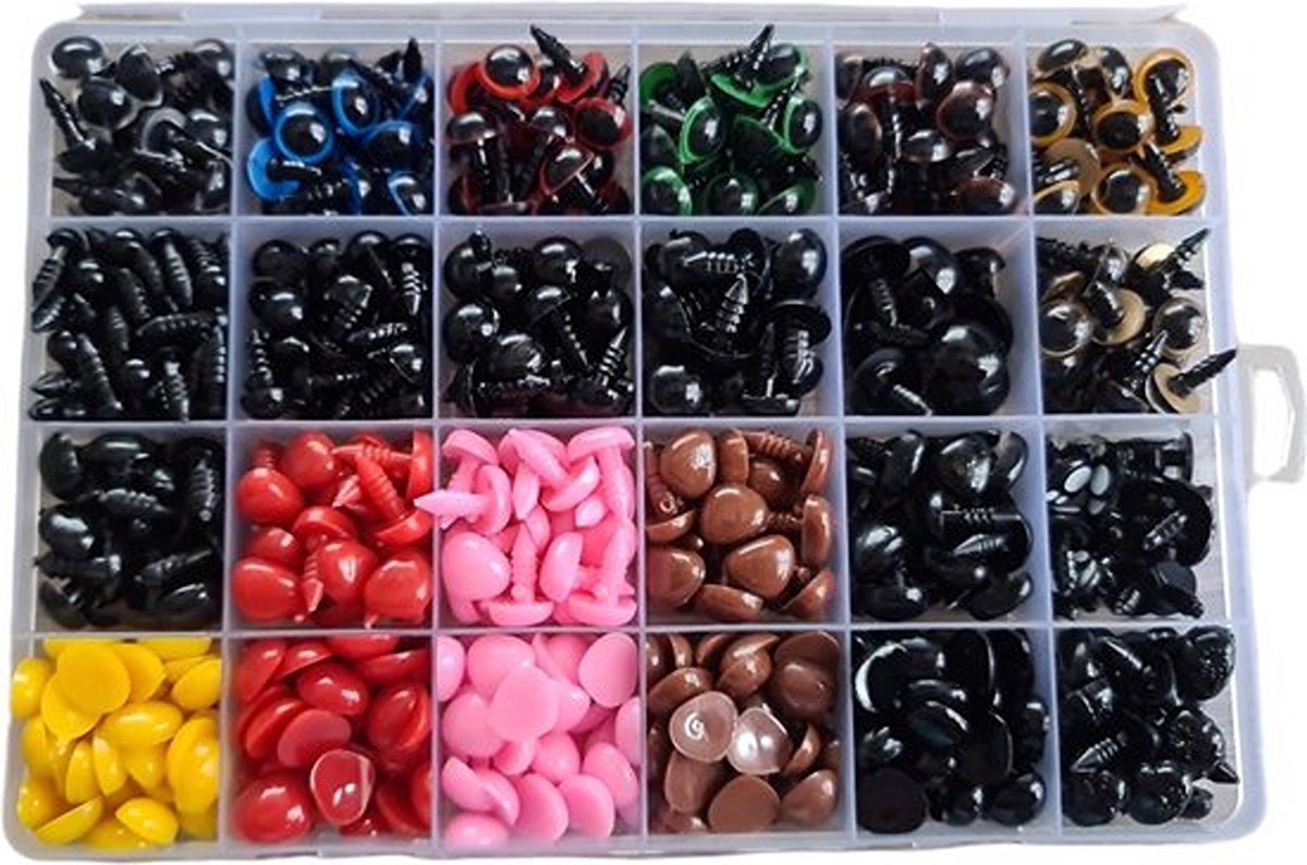 Veiligheidsogen en neus - Reparatieset voor knuffels - 1040 stuks - Met ringen - Verschillende kleuren - Schattige ogen - Set