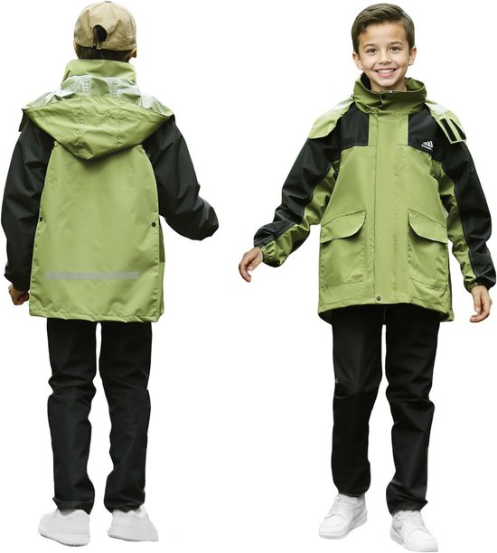 Taoyoule Reflecterende waterdichte regenjas en -broek regencombi waterdicht pak voor heren regenpak set viskleding regenjassen, grijs, XL