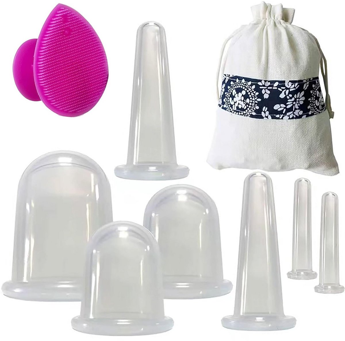 Set van 8 Siliconen Gezichtscupping Set voor Gezicht en Oogmassage