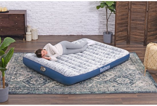 Bestway - Luchtbed - 2-Persoons - 152×203×30 cm - Blauw - Met Ingebouwde Elektrische Pomp - Incl. 3-in-1 Opbergtas - 2-persoons Luchtbed - Luchtbed Met Pomp - Binnen Gebruik - Comfortabel Luchtbed - Luchtbed Met Kussen van Merkloos — afbeelding 4