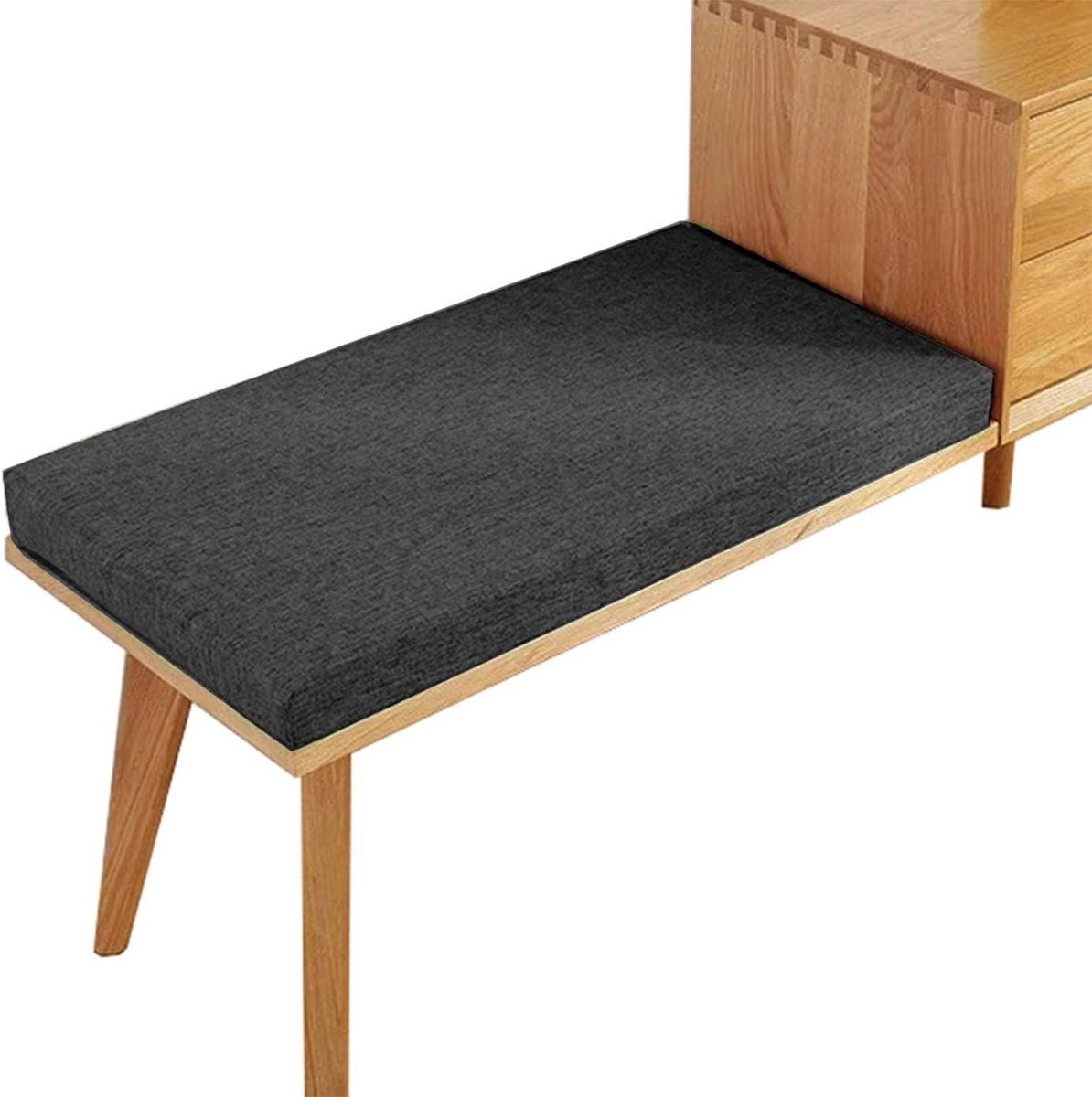 Anti-Slip Zitkussen voor Bank, Bay Window & Tuinstoel - Wasbaar & Comfortabel (Zwart, 70x5