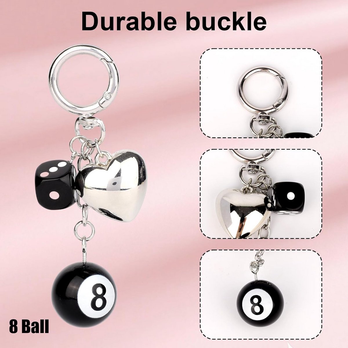 All4You - Sleutelhanger Met 8 Ball Würfel Charm Voor Handtas En Portemonnee Schattige Accessoires All4You - Sleutelhanger Met 8 Ball Würfel Charm Voor Handtas En Portemonnee Schattige Accessoires