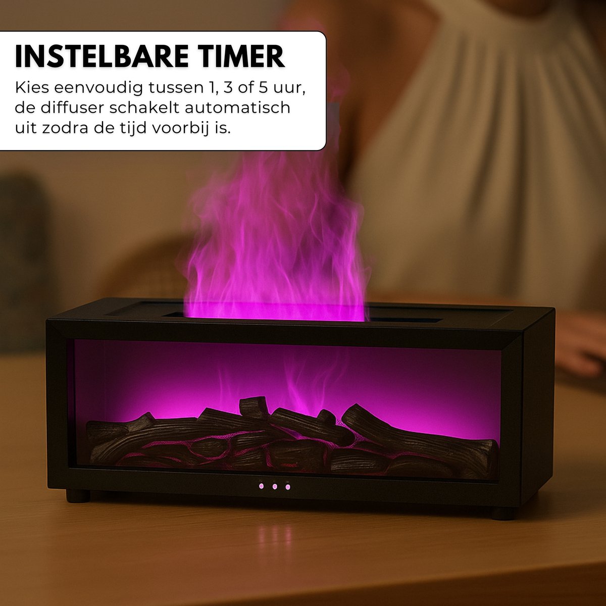 Boncy® Fireplace Aroma Diffuser – Luchtbevochtiger Aromadiffusers met 9 Licht-opties & Afstandsbediening – Geurverspreider Vernevelaar – Aromatherapie Aromadiffusers - Geschikt voor etherische olie - Verdamper Verstuiver — cadeau in Wonen & Interieur - foto 3