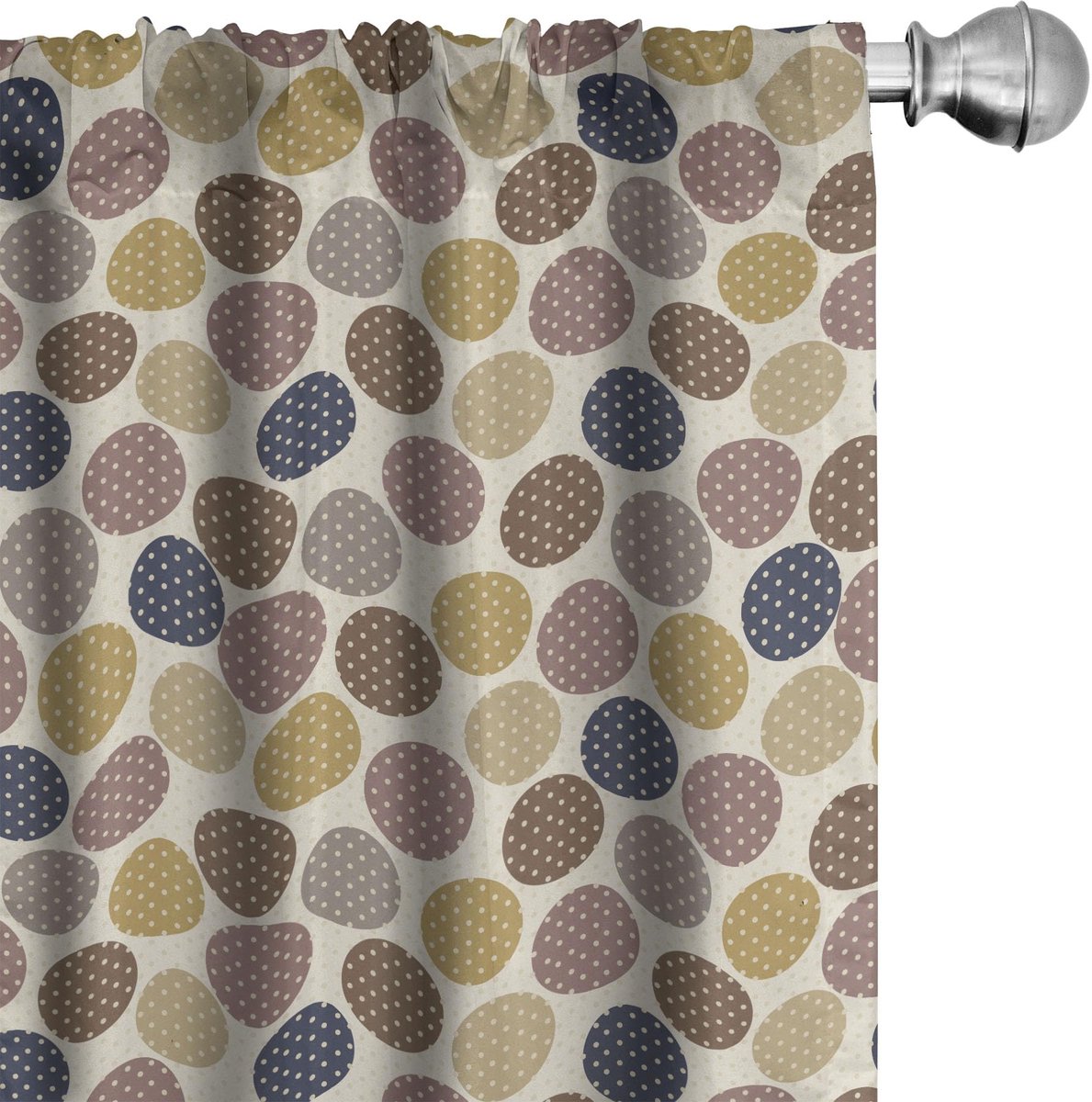 ABAKUHAUS Voorhangen met stippen en cirkels, set van 2, microvezel, veelkleurig, 75x225 cm Mehrfarbig