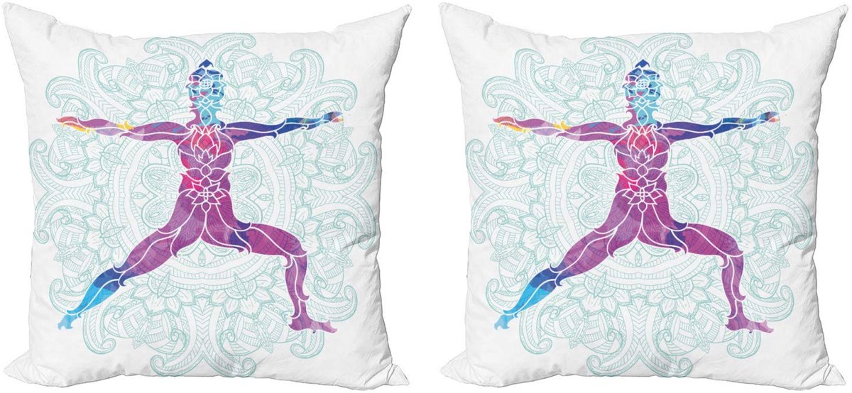 ABAKUHAUS Chakra Kussenhoes – 2x40x40 cm – Dubbelzijdig Druk – Microfiber Lila-blau