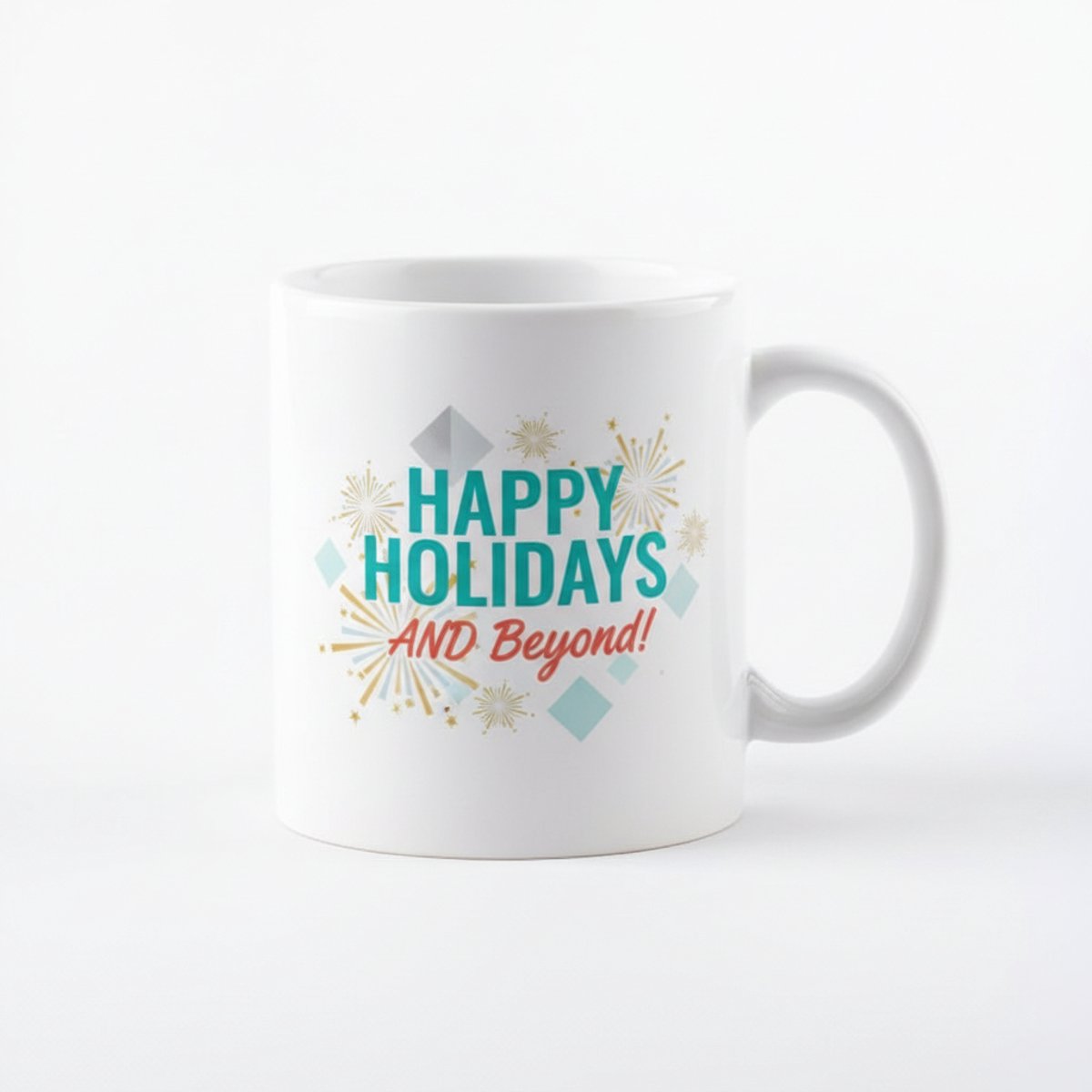 330 ml Happy Holidays Mok - Feestelijk Design met Vuurwerk en Sparkles