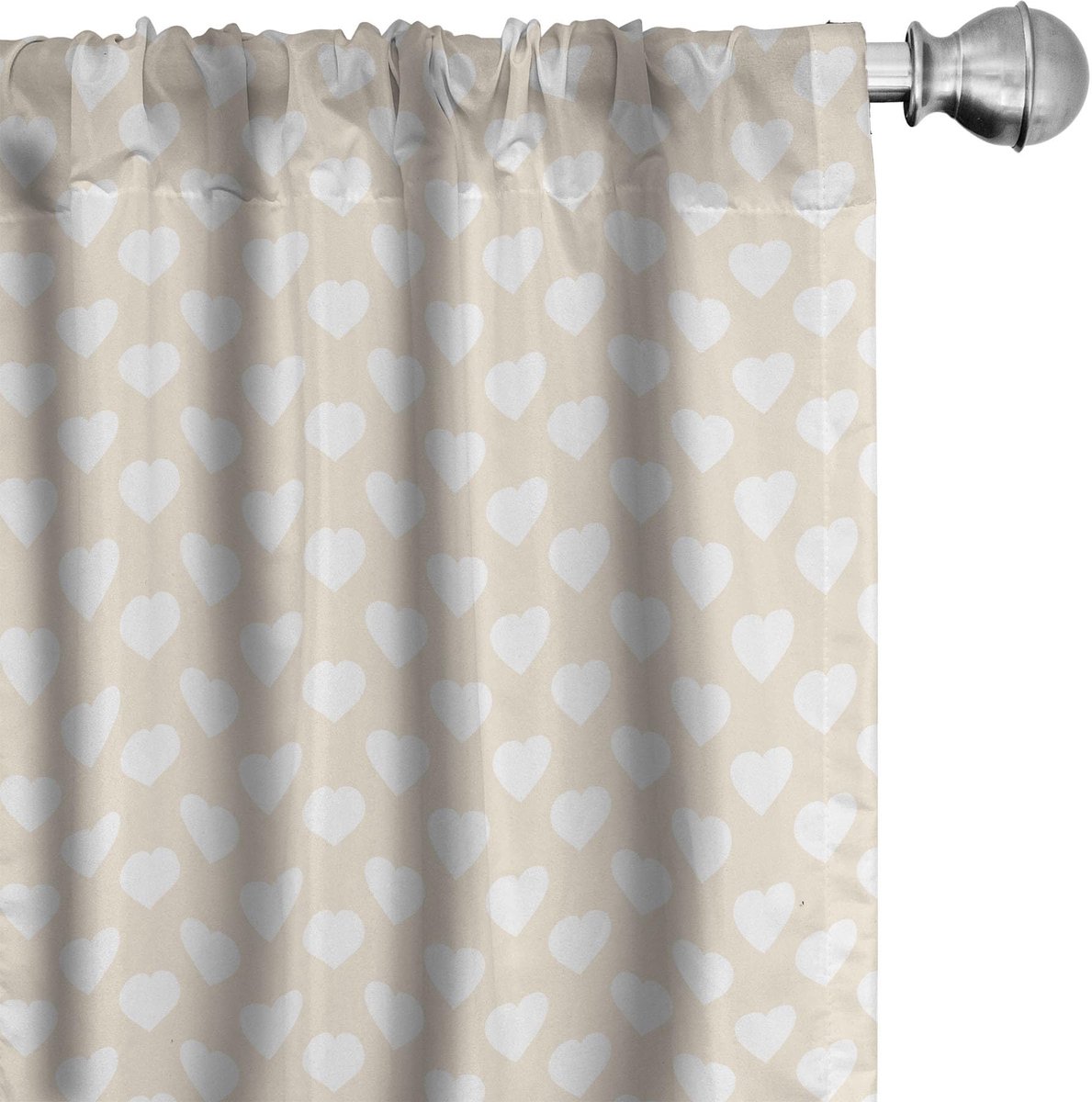 ABAKUHAUS Gordijnset – Pastel Hartjes – 2x75x225 cm – Champagne/Wit