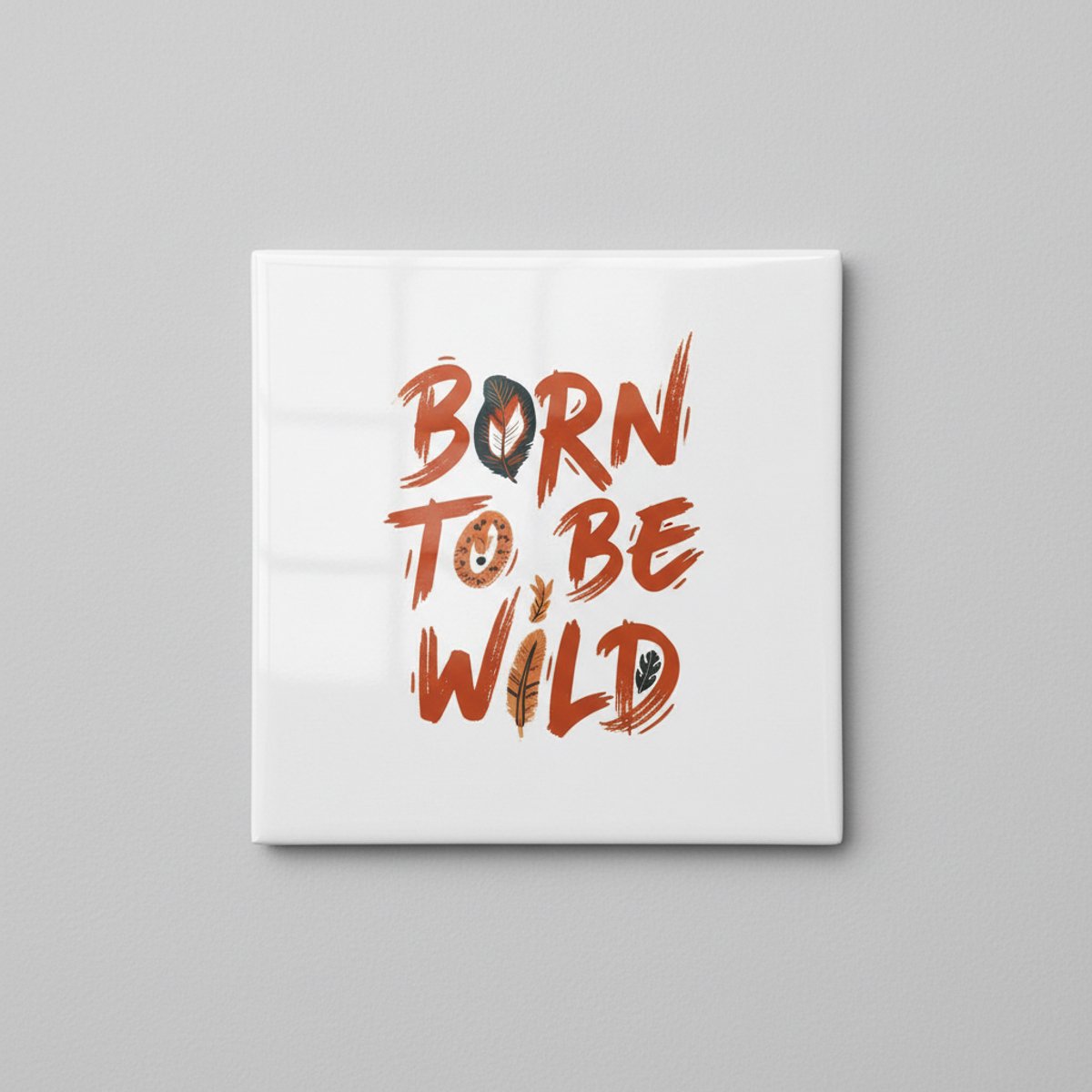 Nevolis “Born to Be Wild” Decoratieve Quote Tegel – Stoere Motiverende Wanddecoratie – Keramische Tegel 15×15 cm Multi Color