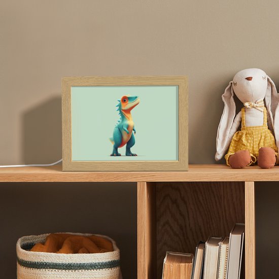 Nachtlampje 20x15 cm - Kinder lamp - Cartoon - Dino - Oranje - Stekels - Tafellamp kinderkamer - Slaapkamer lamp - Bedlamp kinderen - Kinderlampje stopcontact - Wandlamp babykamer - Nachtlampjes van Etrias — afbeelding 3