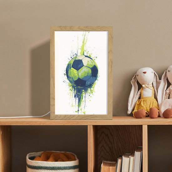Nachtlampje 20x30 cm - Kinder lamp - Illustratie - Abstract - Voetbal - Verfspatten - Tafellamp kinderkamer - Slaapkamer lamp - Bedlamp kinderen - Kinderlampje stopcontact - Wandlamp babykamer - Nachtlampjes van Merkloos — afbeelding 3